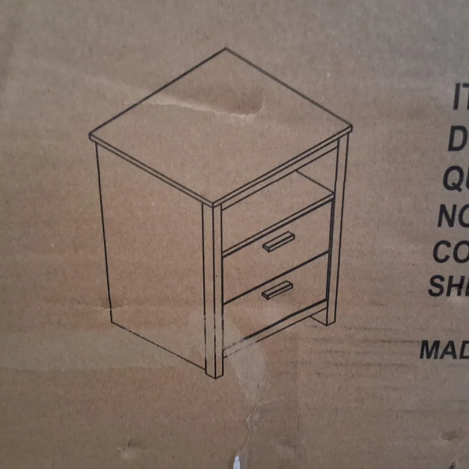 BOXED 2 DRAWER BEDSIDE