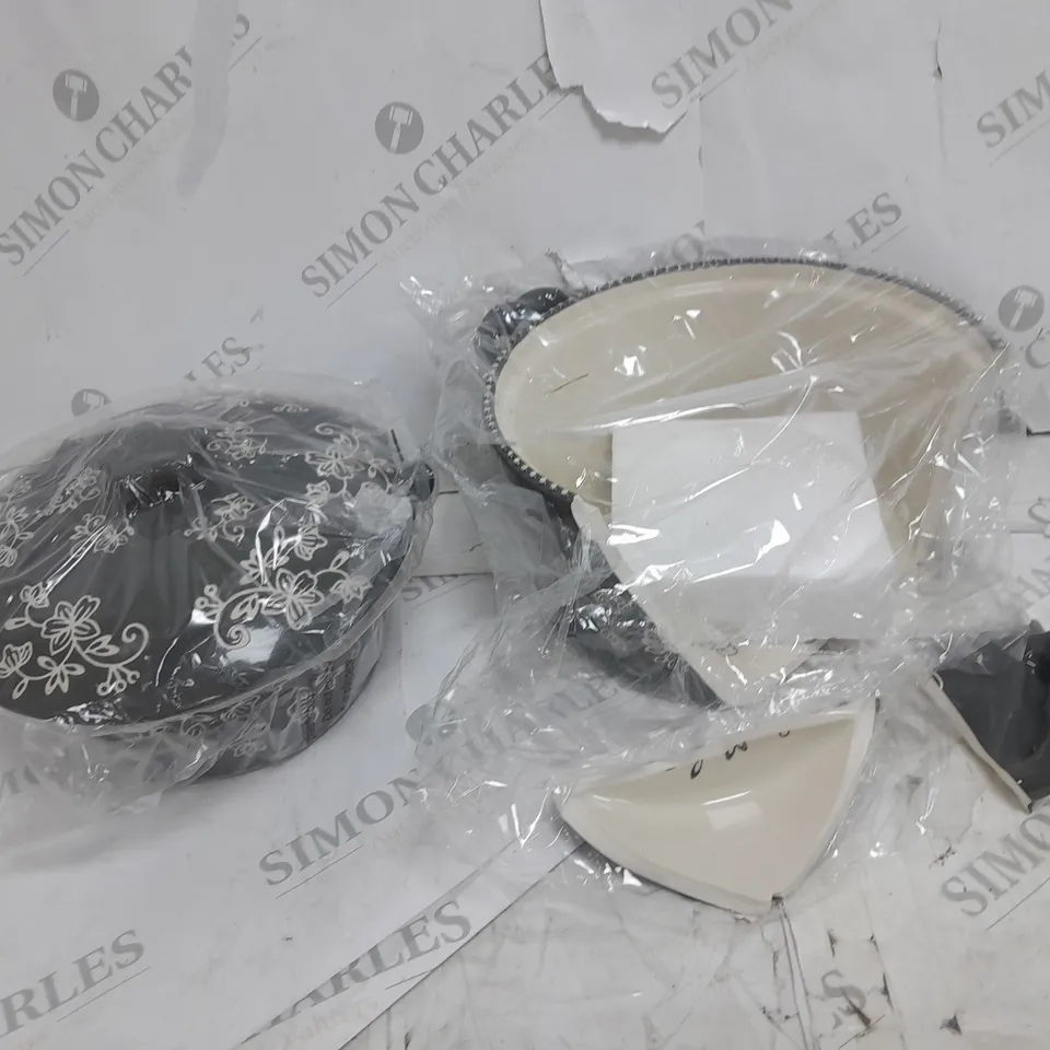 TEMP-TATIONS CERAMIC ROUND CASSEROLE BAKERS GREY