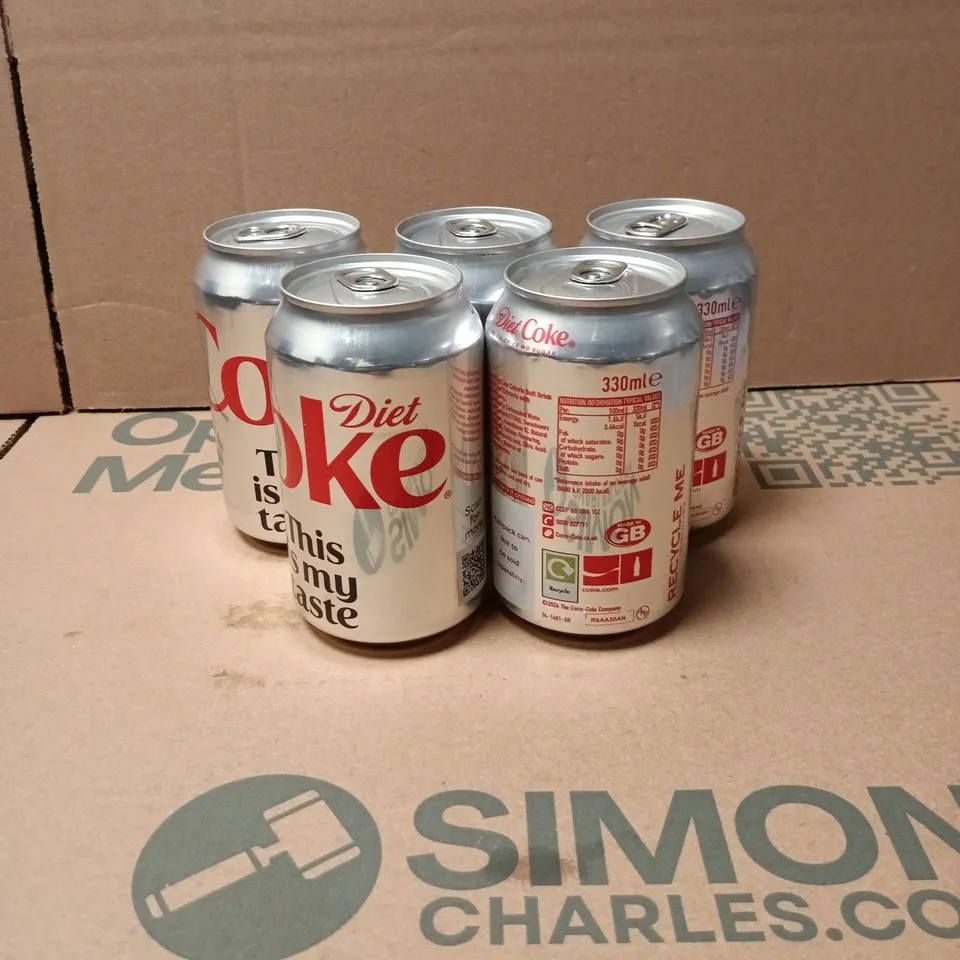 TOTE OF APPROXIMATELY 24 X DIET COKE 330ML CANS