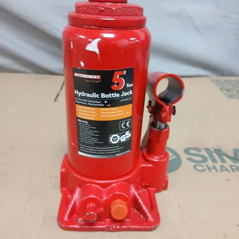 5 TON HYDRAULIC BOTTLE JACK – RED, WITH HANDLE