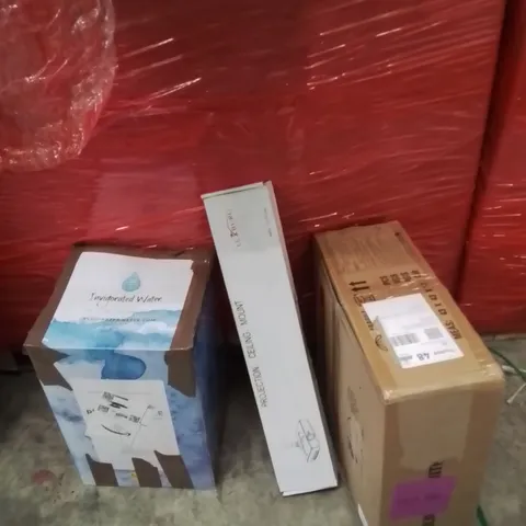 PALLET OF ASSORTED HOUSEHOLD GOODS AND PRODUCTS TO INCLUDE;CEILING LIGHT,PROJECTOR CEILING MOUNT,WATER FILTRATION SYSTEM