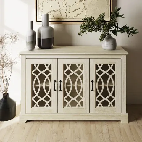 BOXED MCCAMPBELL 116CM SIDEBOARD -DUSTY GREY/OAK-