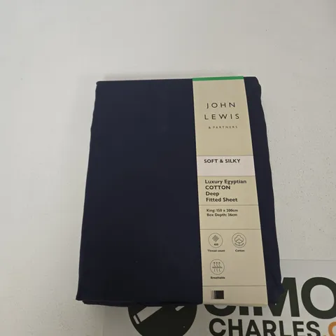JOHN LEWIS & PARTNERS SOFT & SILKY LUXURY EGYPTIAN COTTON DEEP FITTED SHEET – KING (150 X 200 CM)