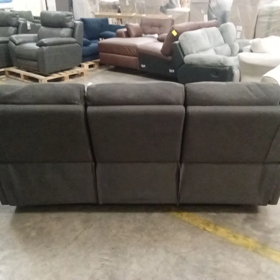 ALBION CHENILLE 3 SEATER HIGH BACK MANUAL RECLINER SOFA - CHARCOAL RRP £679