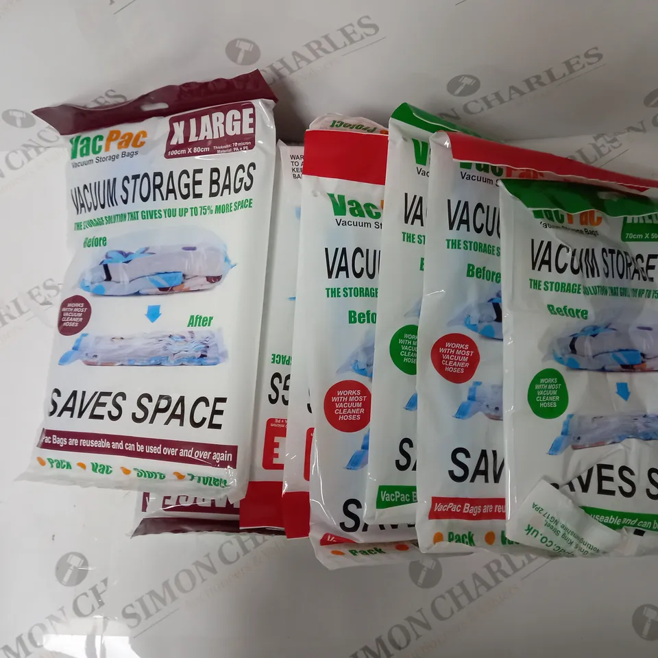 APPROXIMATELY 10 VAC PAC VACUUM STORAGE BAGS TO INCLUDE SIZES MEDIUM, LARGE, AND EXTRA LARGE