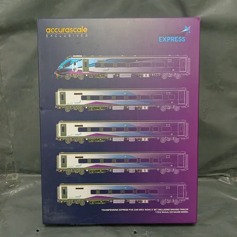 BOXED ACCURASCALE TRANSPENNINE EXPRESS MK5 DRIVING TRAILER AND FOUR COACH UNIT SET