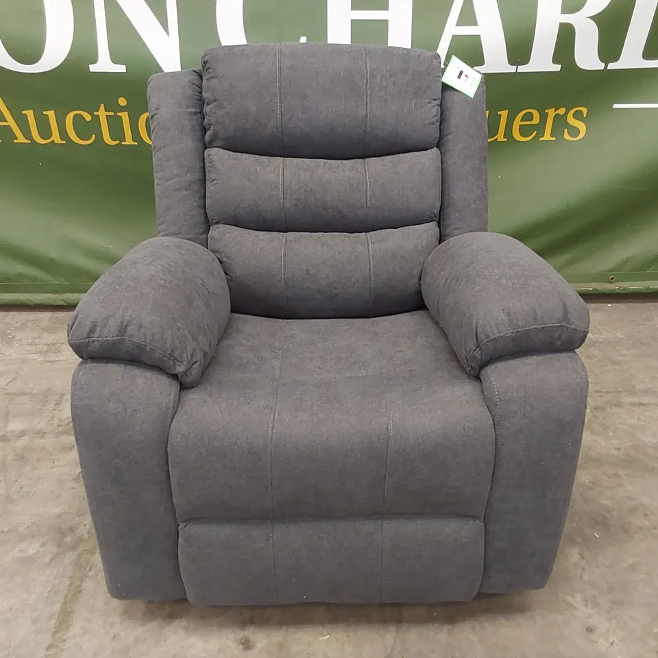 QUALITY DESIGNER SORRENTO FABRIC UPHOLSTERED MANUAL RECLINER ARM CHAIR - GREY