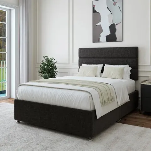 BAGGED BEDMASTER WOVEN FABRIC UNIVERSAL 2 DRAWER DIVAN BASE - DOUBLE, GRAPHITE (2 ITEMS)