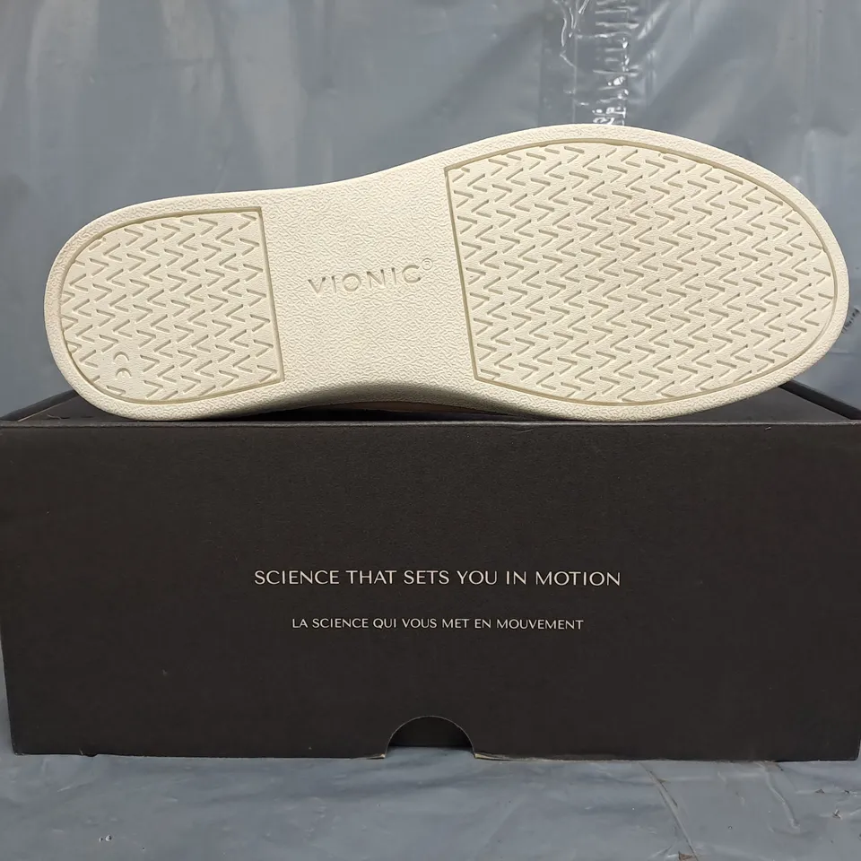 BOXED PAIR OF VIONIC SHOES IN WHITE/PINK/GOLD SIZE UK 6