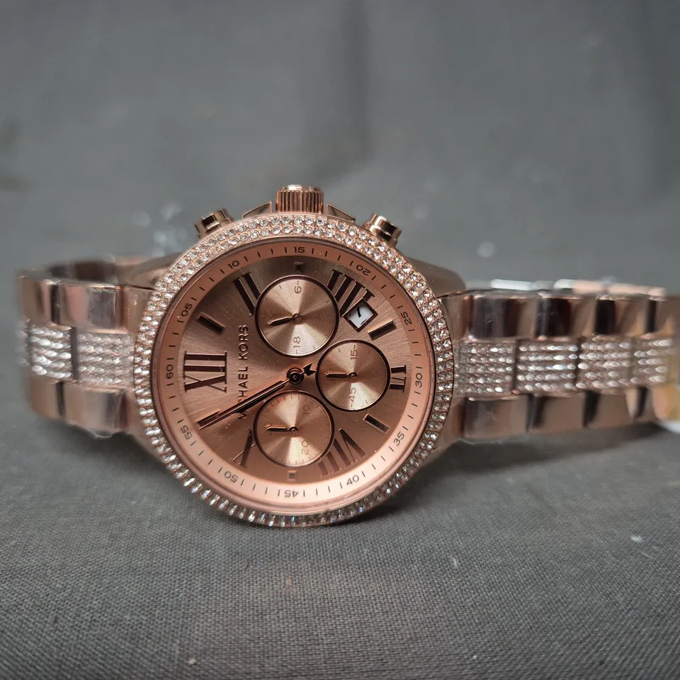 MICHAEL KORS BRYNN CHRONOGRAPH ROSE GOLD-TONE STAINLESS STEEL WATCH RRP £319