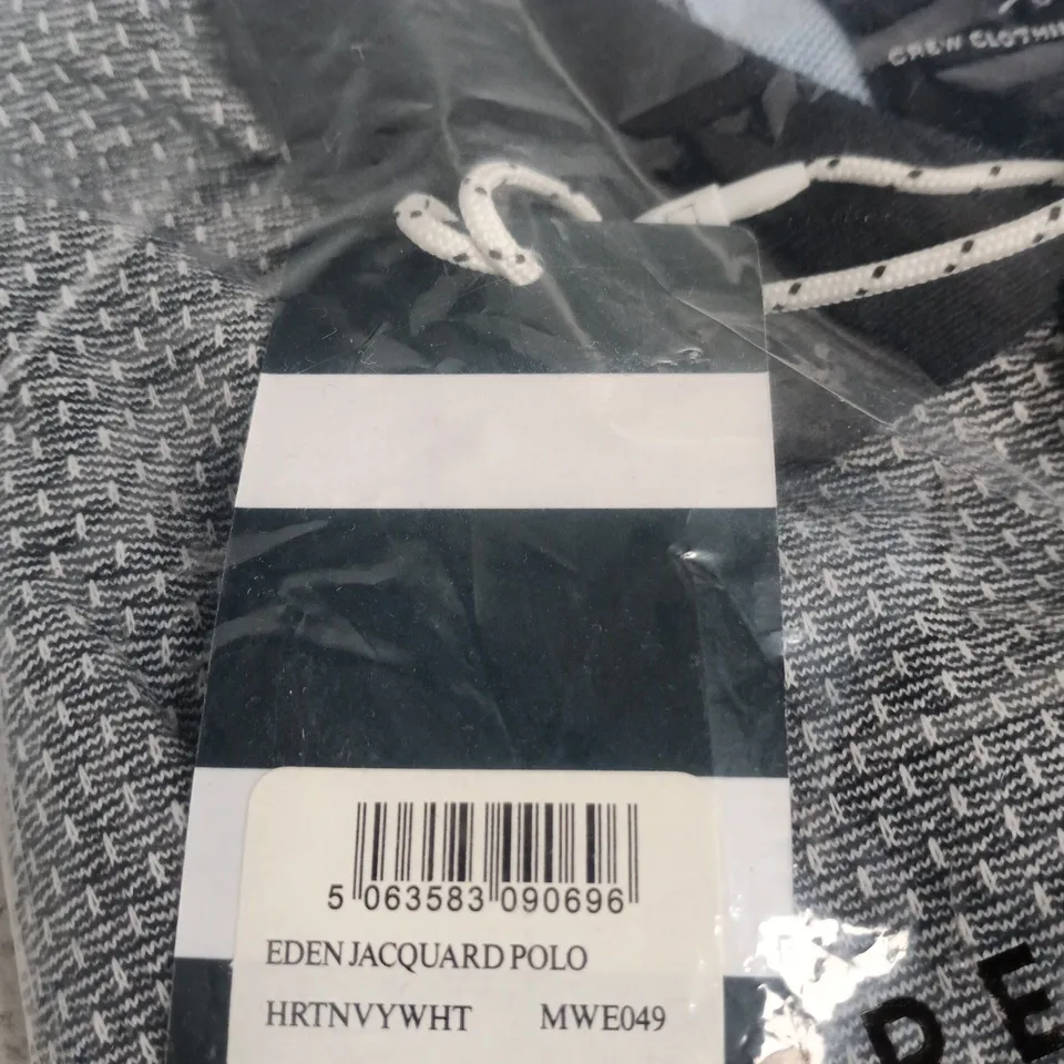 CREW CLOTHING COMPANY EDEN JACQUARD POLO SHIRT – SIZE L