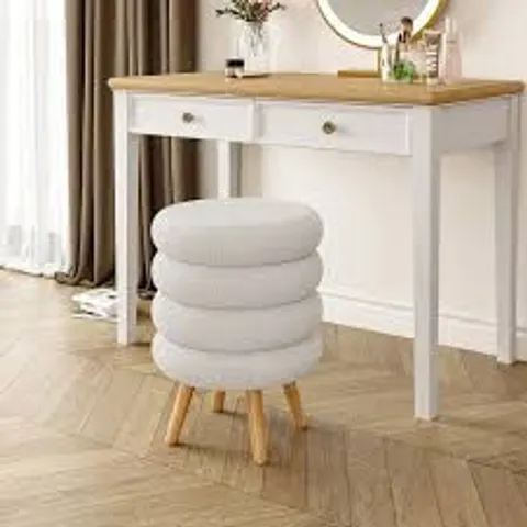 BOXED LIVING AND HOME WHITE CREATIVE TEDDY BEAR FABRIC FOOTSTOOL WITH WOODEN LEGS (1 BOX)
