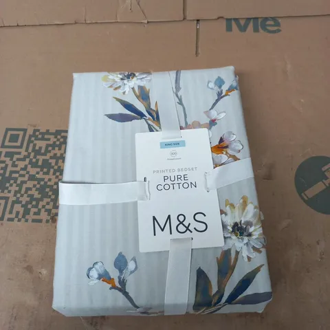 M&S PRINTED BEDSET – KING SIZE, 100% COTTON, 300 THREAD COUNT, FLORAL DESIGN