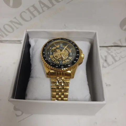 BOXED ANTHONY JAMES TACHYMETER AUTOMATIC SPORTS WATCH - STAINLESS STEEL - WATER RESISTANT. 