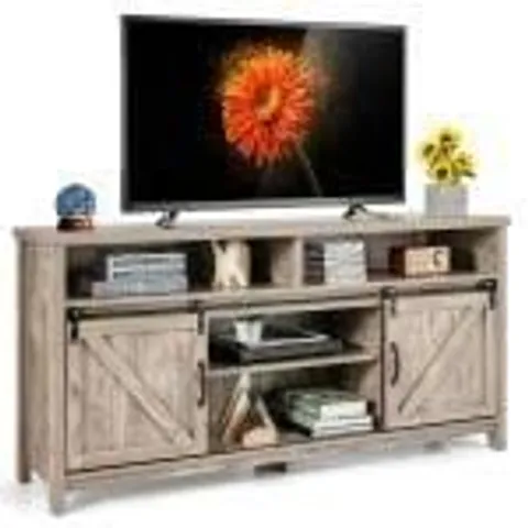 BOXED COSTWAY SLIDING BARN DOOR FARMHOUSE FLAT SCREEN CONSOLE FOR 65 INCH TVS