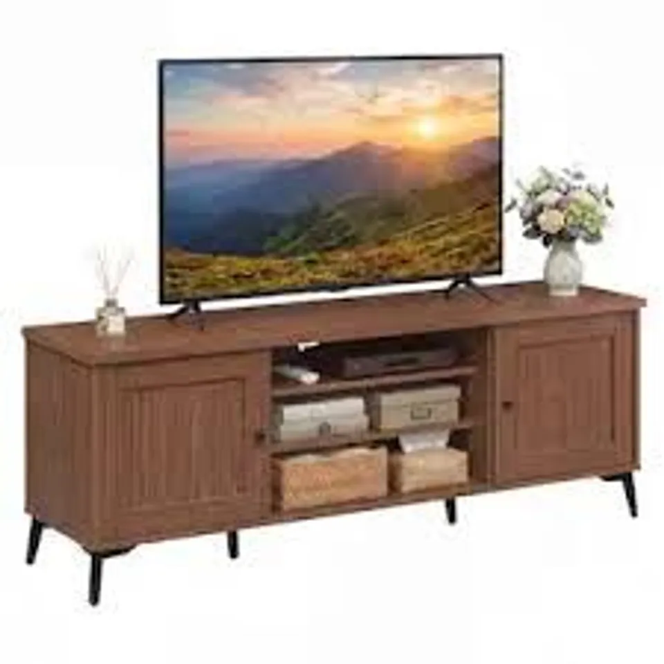 BOXED BESTIER 59" W TV STAND FOR TVS UP TO 65" WITH STORAGE SPACE - WALNUT (1 BOX)