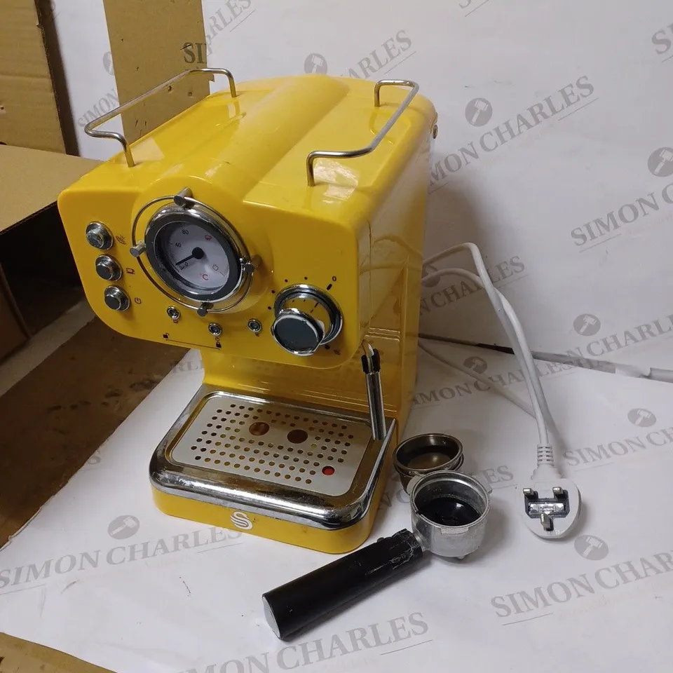 SWAN RETRO PUMP ESPRESSO COFFEE MACHINE - YELLOW
