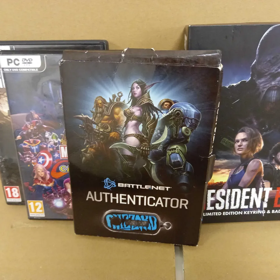 LOT OF 3 ITEMS INCLUDING RESIDENT EVIL 3 LIMITED EDITION BADGE, MARVEL VS CAPCOM AND RESIDENT EVIL VIII BIOHAZARD GAMES, BLIZZARD AUTHENTICATOR