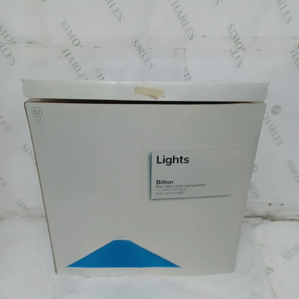 2X BOXED BILTON LIGHTS BLUE METAL COOLIE STYLER PENDANT 