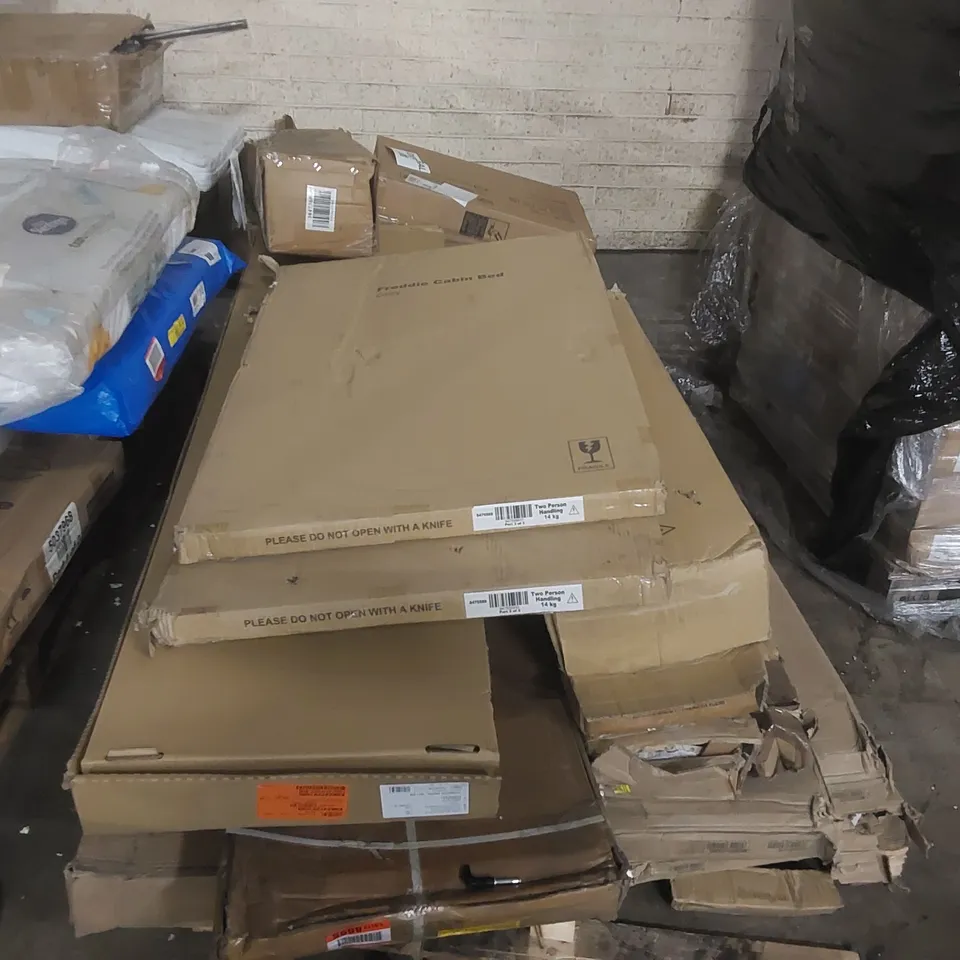 PALLET CONTAINING A LARGE QUANTITY OF ASSORTED FURNITURE PARTS ECT