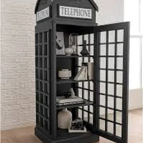 BRAND NEW BOXED HOMES DIRECT 365 BLACK TELEPHONE BOX DISPLAY CABINET (2 BOXES)