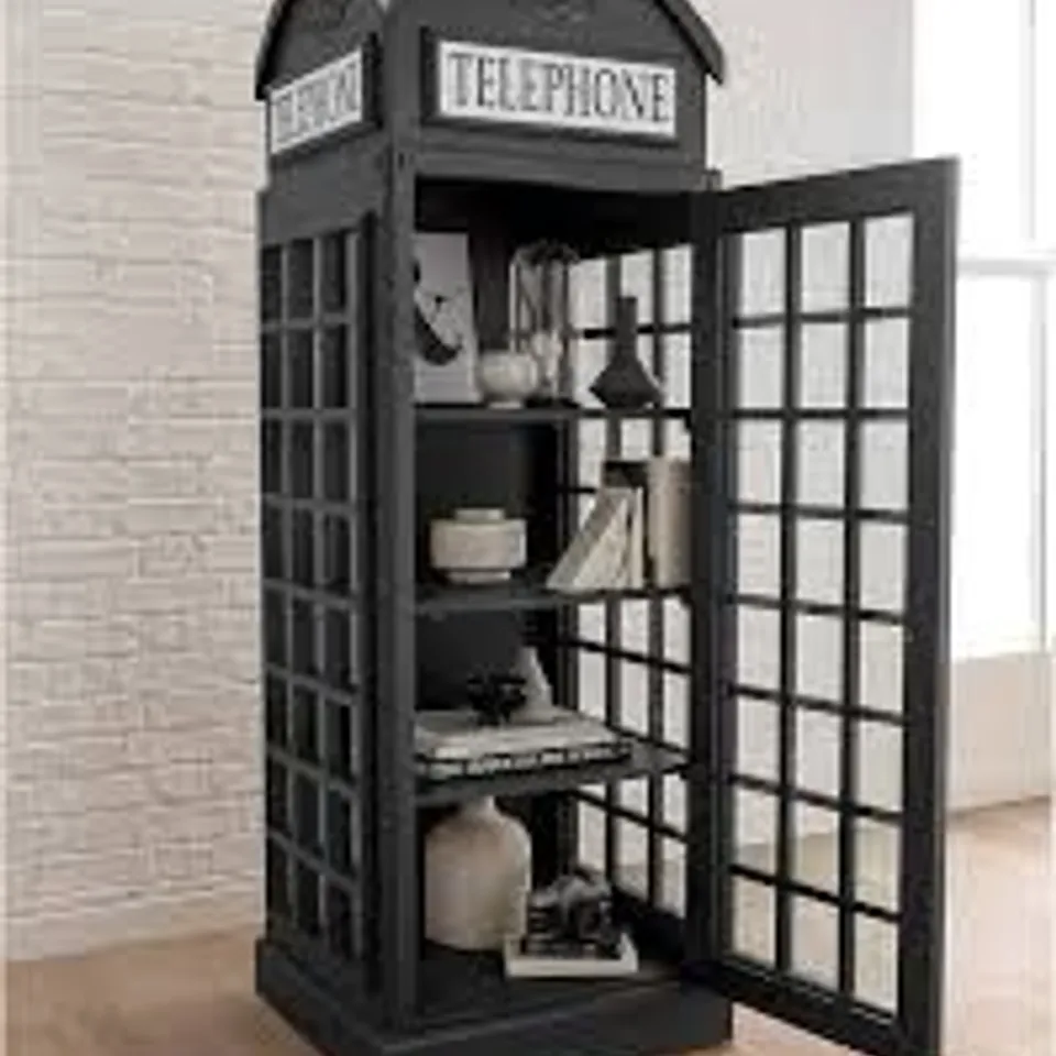 BRAND NEW BOXED HOMES DIRECT 365 BLACK TELEPHONE BOX DISPLAY CABINET (2 BOXES)