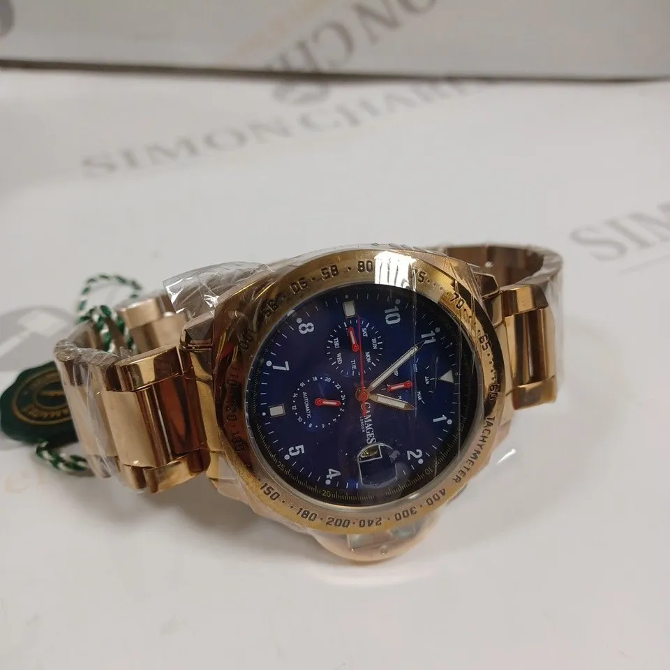 GAMAGES MOMENTUM ROSE BLUE DIAL LINK WATCH