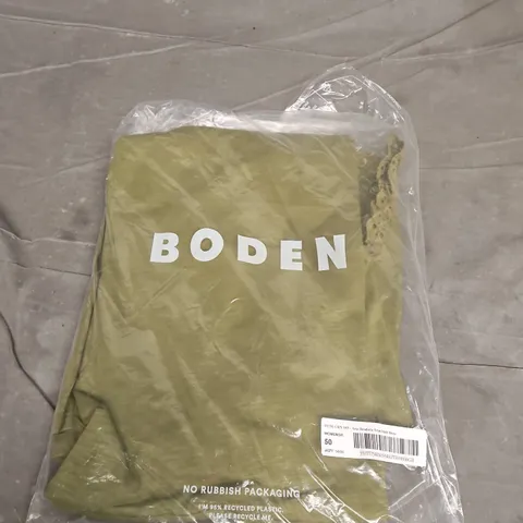 BODEN ARIA BRODERIE TRIM MIDI DRESS – GREEN, UK 10P 