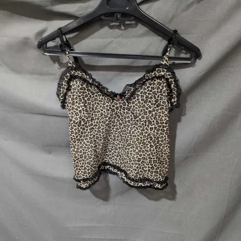 URBAN OUTFITTERS LEOPARD PRINT LACE-TRIM CAMISOLE TOP – UK SIZE M