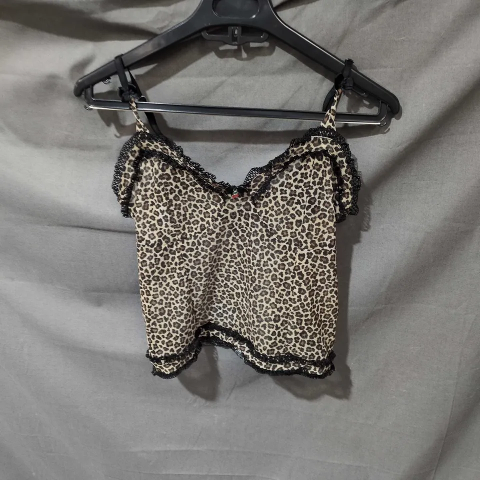 URBAN OUTFITTERS LEOPARD PRINT LACE-TRIM CAMISOLE TOP – UK SIZE M