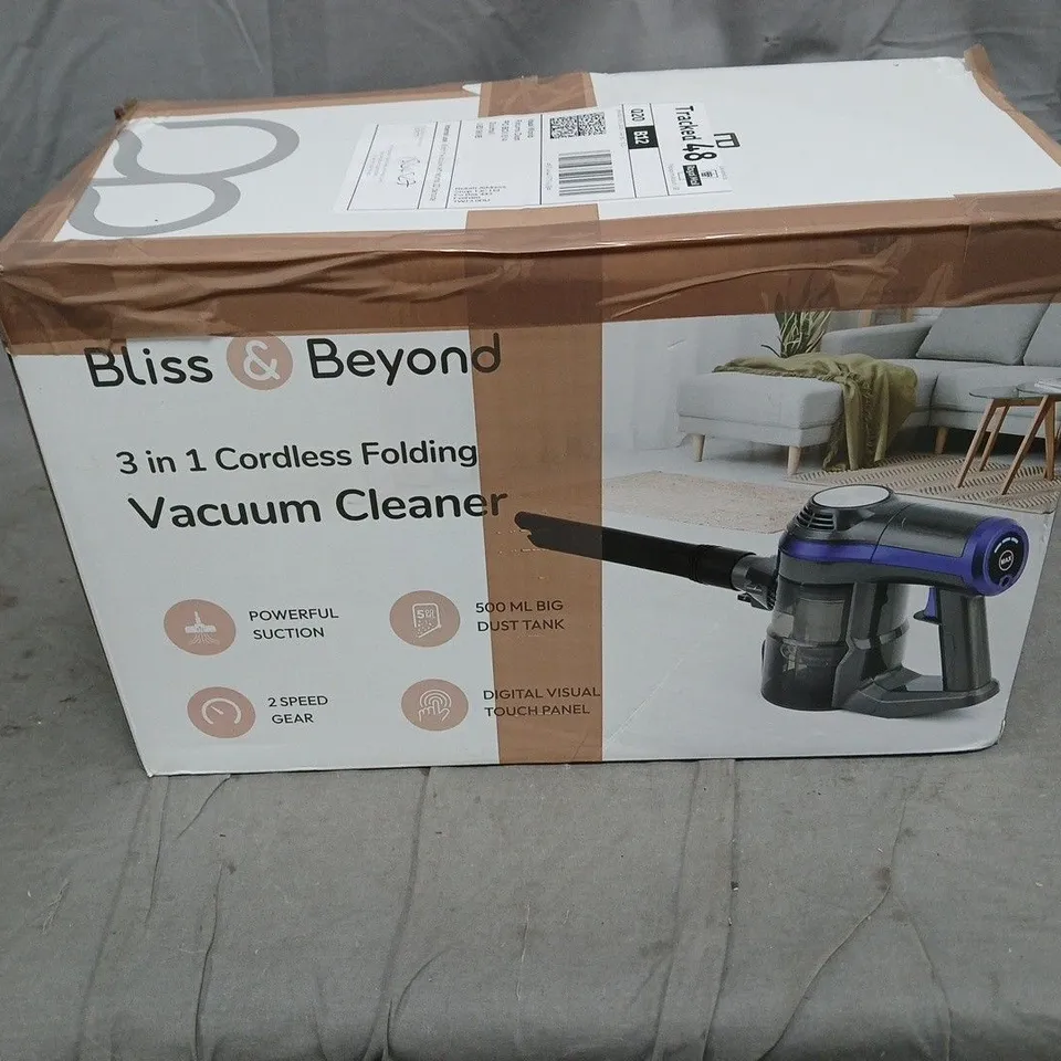 BLISS & BEYOND 3-IN-1 CORDLESS FOLDING VACUUM CLEANER – BOXED