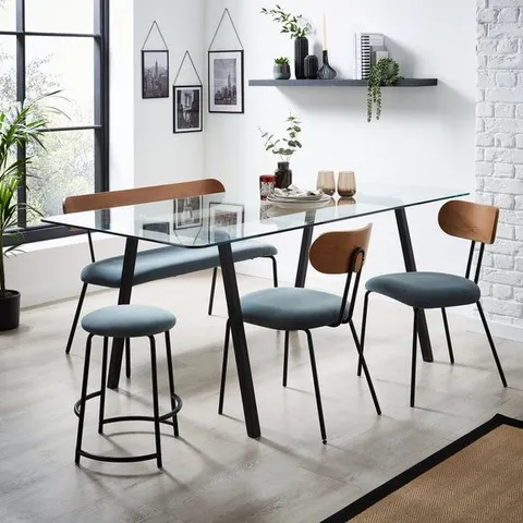 BOXED STANNIS GLASS SELF ASSEMBLY DINING TABLE H75 X W184 X D90CM