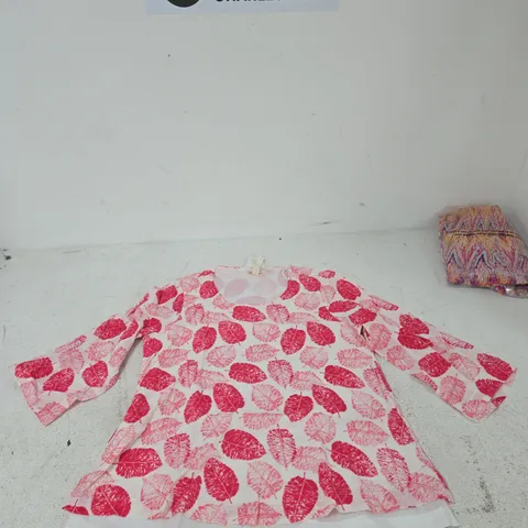 MUDFLOWER WOMEN'S BLOUSE – PINK LEAF PRINT, UK 10 (EU 38, US 6)