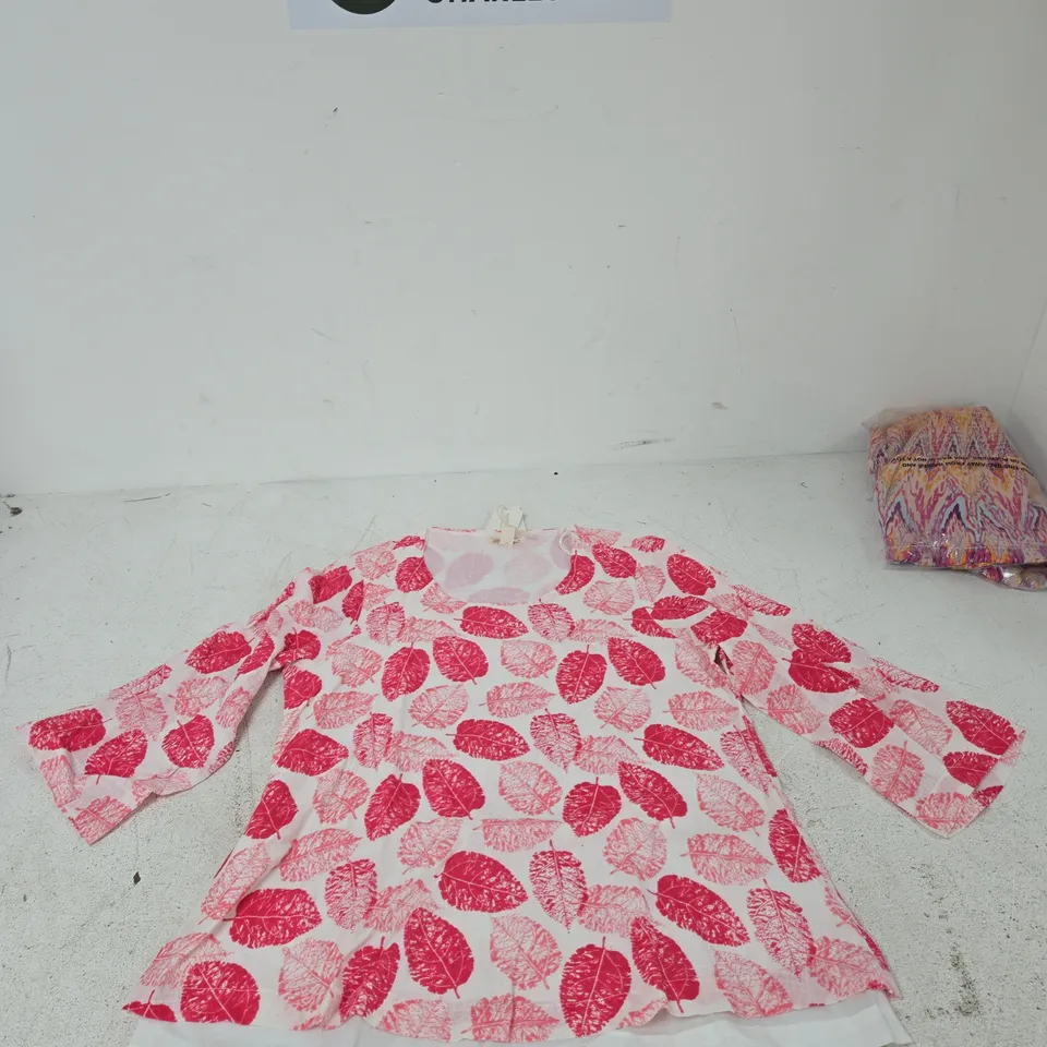 MUDFLOWER WOMEN'S BLOUSE – PINK LEAF PRINT, UK 10 (EU 38, US 6)