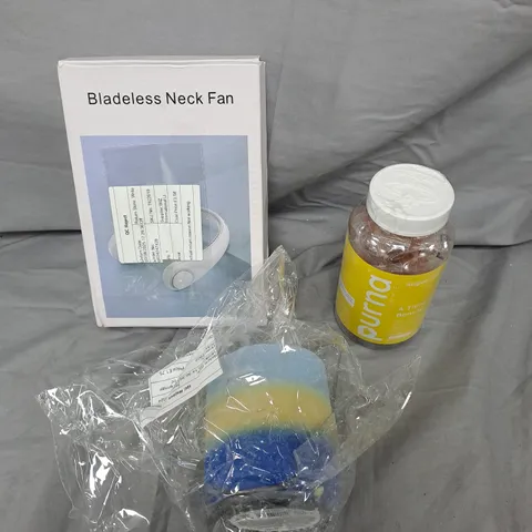 APPROXIMATELY 15 ASSORTED HOUSEHOLD PRODUCTS TO INCLUDE CANDLES, NECK FAN, FOOD SUPPLEMENTS ETC 