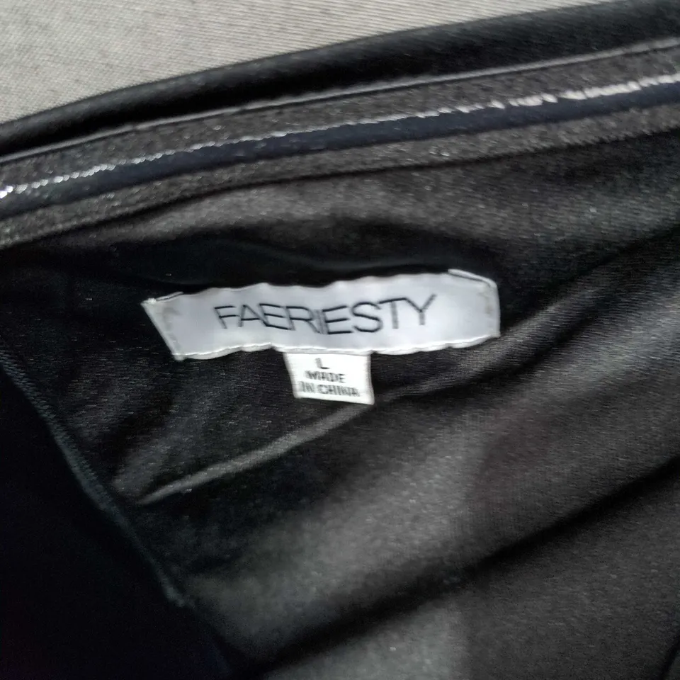 WOMEN'S BLACK SEQUIN ONE-SHOULDER LONG-SLEEVE EVENING DRESS – SIZE L 