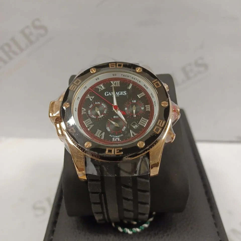 GAMAGES OF LONDON LIMITED EDITION HAND ASSEMBLED DRIVER AUTOMATIC ROSE GOLD WATCH RRP £705