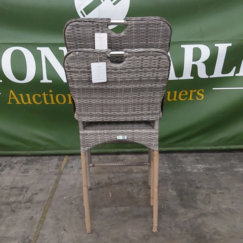 PAIR OF PORTO PATIO BAR STOOLS IN GREY