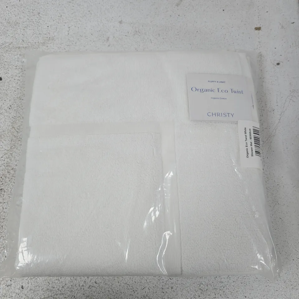 CHRISTY ORGANIC ECO TWIST SHOWER MAT WHITE (60X60CM) - 2 SINGLES