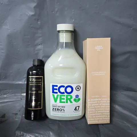 APPROXIMATELY 13 ASSORTED ITEMS TO INCLUDE - ECO VER FABRIC SOFTENER , LAURA THOMAS SANDALWOOD & MANDARIN ETC