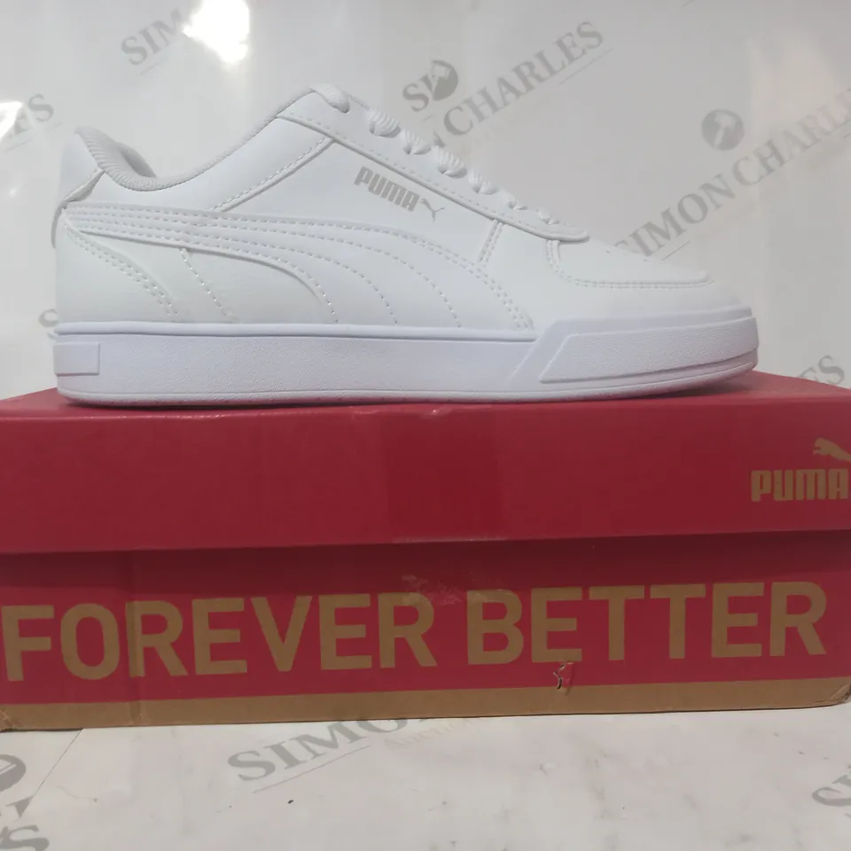 BOXED PAIR OF PUMA CAVEN JR SHOES IN WHITE UK SIZE 4