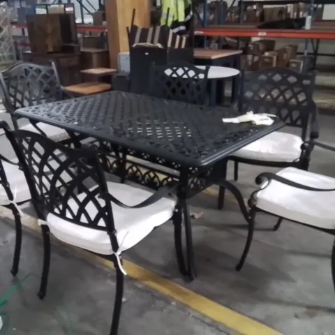 CLAREDALE RECTANGULAR 6 PERSON 150CM LONG PATIO TABLE SET WITH CUSHIONS 