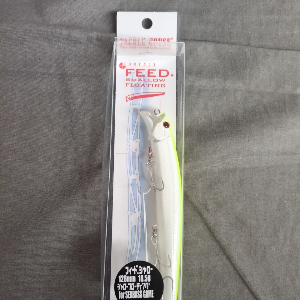 CONTACT SEABASS GAME FLOATING LURE – 128MM, 18.5G, WHITE WITH NEON EDGE (IN PACKAGING)