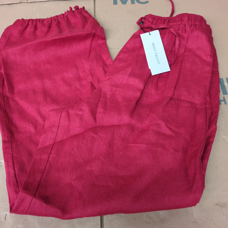 MINT VELVET RED LINEN BALLOON TROUSERS IN RED - UK 12R