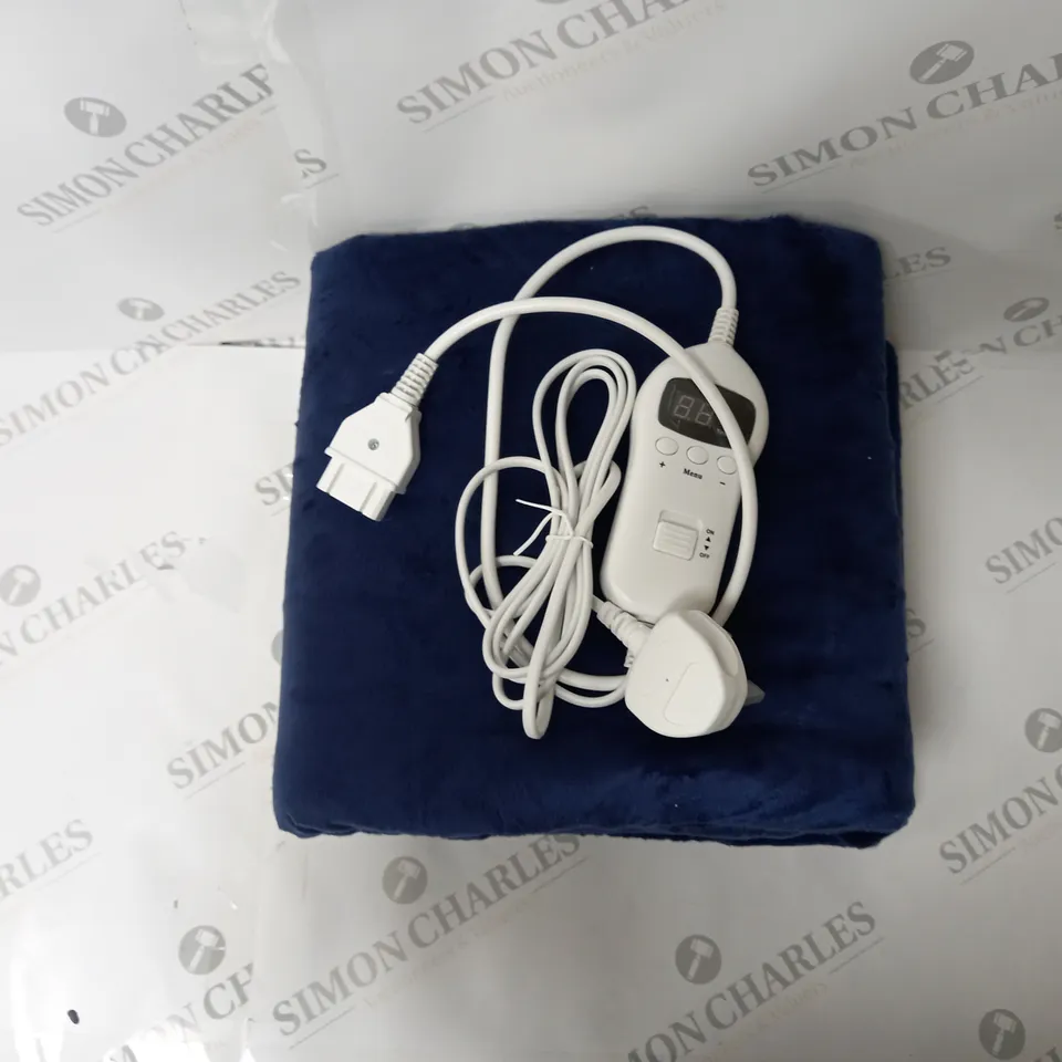 BOXED SUPER POLAR FLEECE 160 X 120CM ELECTRIC BLANKET IN NAVY BLUE 