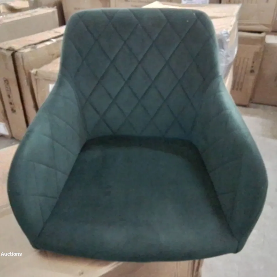 BOXED MOREE SET OF TWO GREEN VELVET DINING CHAIRS