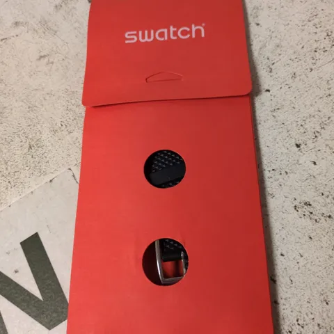 SWATCH WATCH STRAP – RED PRESENTATION BOX WITH BLACK TEXTURED STRAP