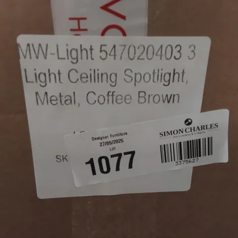 BOXED MW-LIGHT 547020403 3 LIGHT CEILING SPOTLIGHT, METAL, COFFEE BROWN