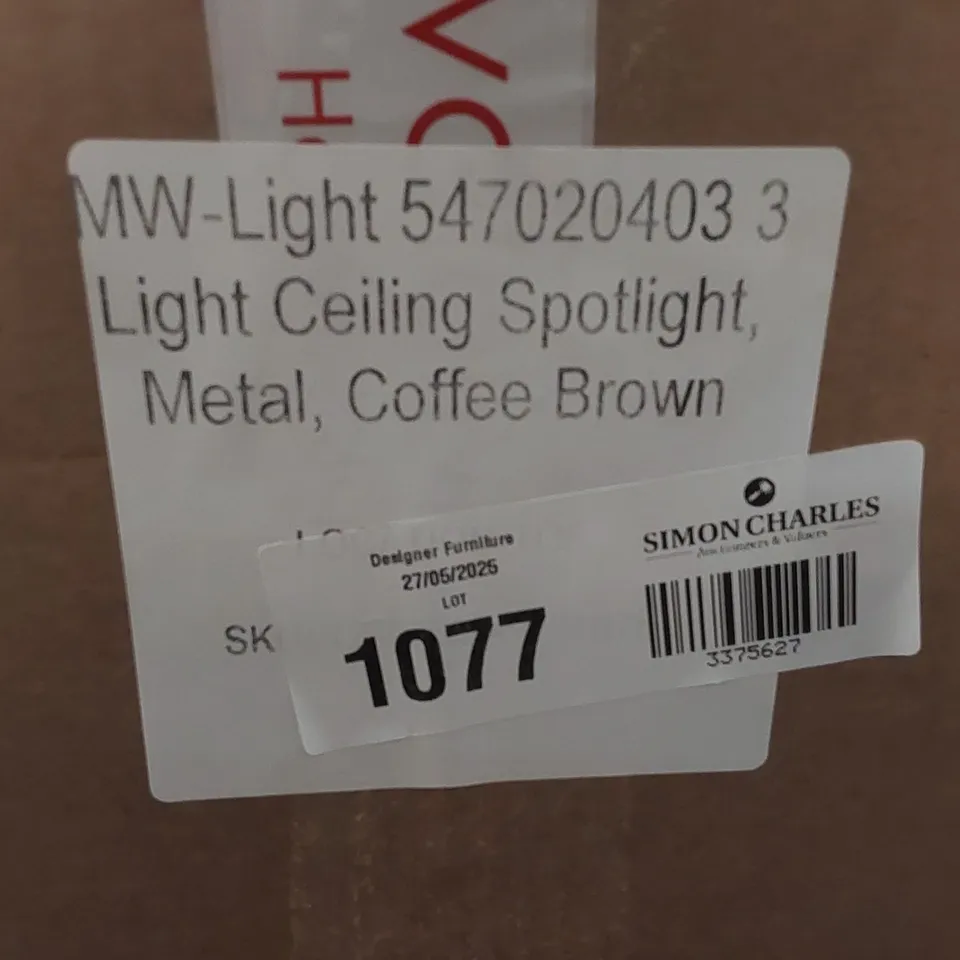 BOXED MW-LIGHT 547020403 3 LIGHT CEILING SPOTLIGHT, METAL, COFFEE BROWN