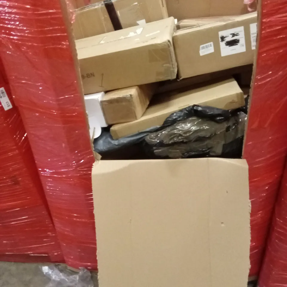 PALLET OF ASSORTED HOUSEHOLD GOODS AND PRODUCTS TO INCLUDE; BOXED FURNITURE ETC